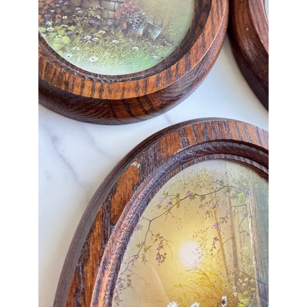 Vtg Homco Oval Wood Framed Cottagecore Wall Art Set of 3 Nature Pastoral Scenes - Picture 5 of 8